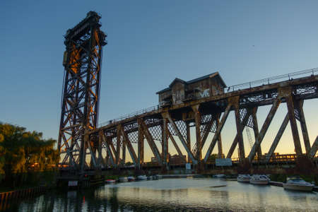 Chicago, USA - September 10, 2018: Downtown landmarks at dusk timeのeditorial素材