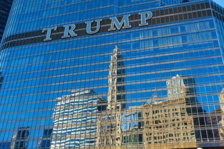 Chicago, USA - September 10, 2018: Trump tower bottom view at sunny day