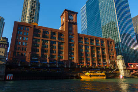 Chicago, USA - September 10, 2018: Downtown landmarks at sunny day time