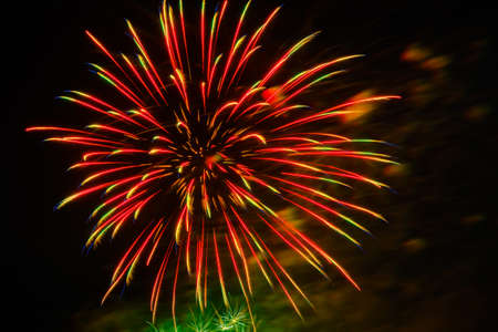 Colorful fireworks in night sky backgroundの写真素材