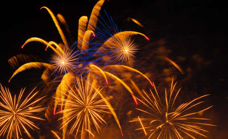 Colorful fireworks in night sky backgroundの写真素材