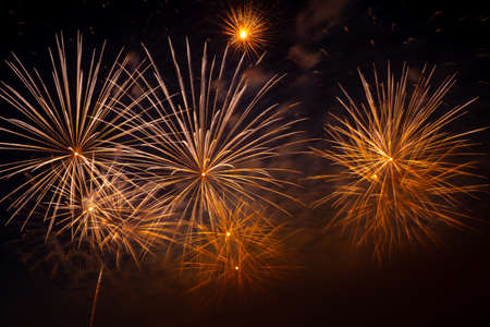 Colorful fireworks in night sky background