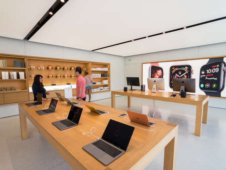 Cupertino, USA - September 10, 2018: Apple store at company campus in silicone valley, Infinity loop...