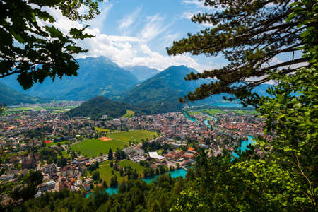 Aerial landscape of Interlaken city, Switzerlandの写真素材