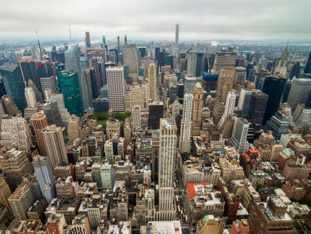 Aerial view of Manhattan skyscrapers at day timeの写真素材