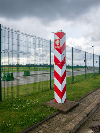 Border post on the border of Polandのeditorial素材