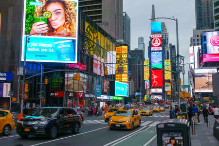 New York, USA - September 6, 2018: Time Square dusk time cityscapeのeditorial素材