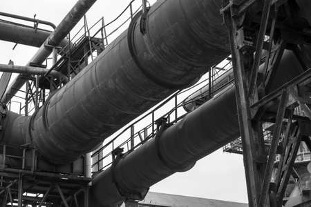 Old rusty construction of abandoned metallurgical plant