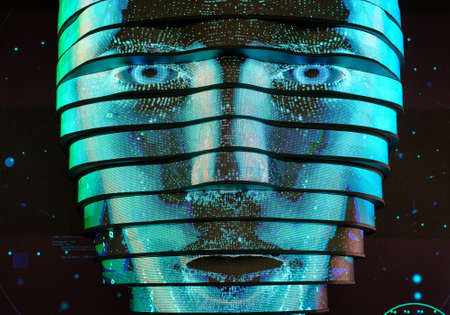 Vrtual digital woman face artificial intelligence concept