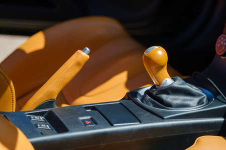 Gear stick in luxury carの写真素材