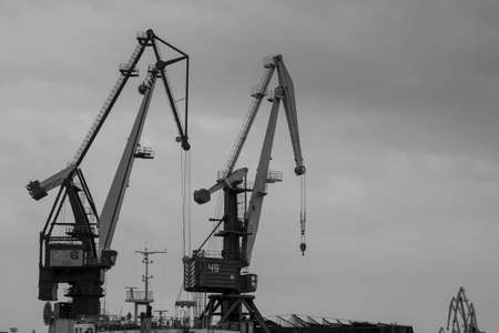 Cranes in industrial city portのeditorial素材