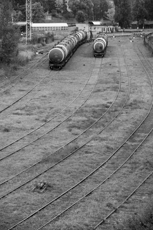 Tank cars on railway stationの写真素材