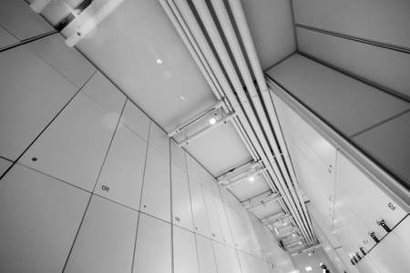 Pipes on ceiling in corridor