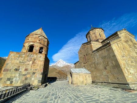 Old church in mountainous terrainの写真素材