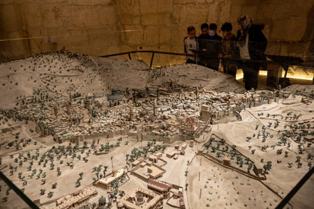 Group of people admiring city modelのeditorial素材