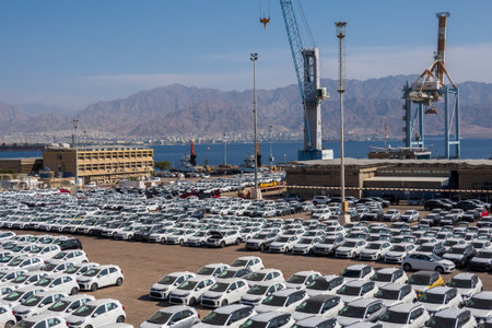 New cars for sale on holding yard