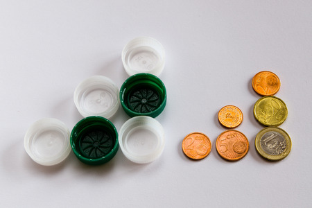 recycle plastic caps, recover moneyの写真素材