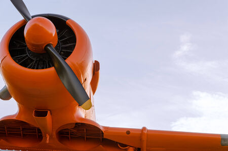 Adventure in the sky, Old airplane, orange, North American T-6G Texanの写真素材