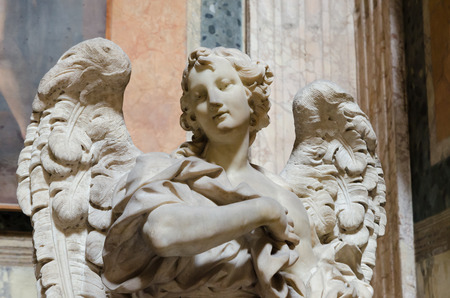 angel statue, marble, Pantheon, Rome, Italyの写真素材
