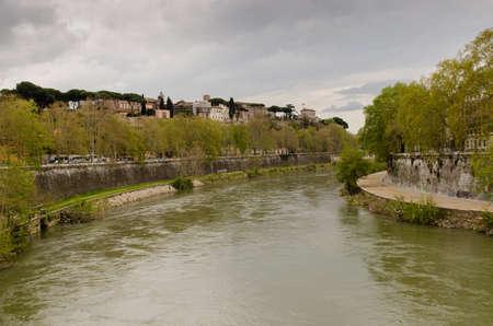 view of the river Tiber, Romeの写真素材