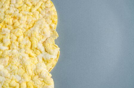 corn cake, puffed corn on table, breakfast background