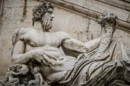 Ancient Roman allegory of Tiber River. Campidoglio, Rome, Italyの写真素材