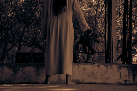 Scary ghost woman in Haunted House, Horror backgroundの写真素材