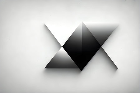 Black and white geometric shapes on white background. 3d rendering. Generative AI.の素材