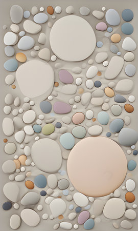 Stone arrangement art on the floor generative AIの素材