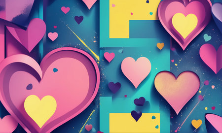 Abstract background with heart shapes generative AIの素材