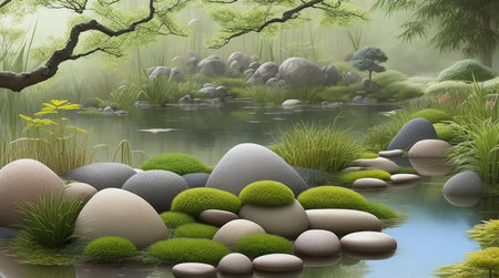 Japanese Zen garden generative AIの素材