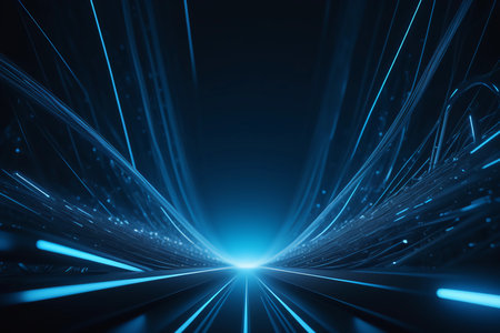Digital landscape with blue light generative AIの素材