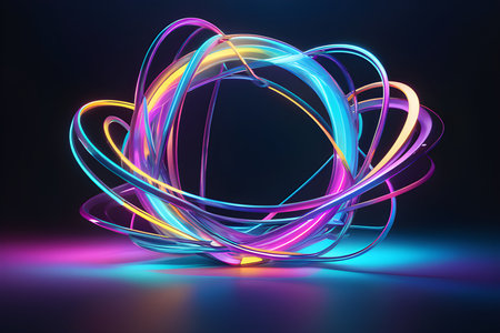 Abstract art with colorful neon light generative AIの素材