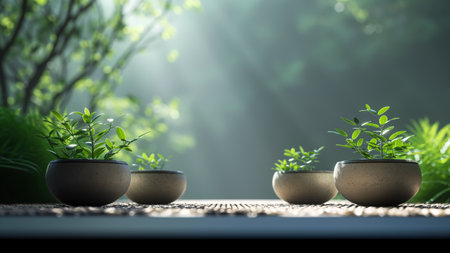 Potted plant zen balance generative AIの素材