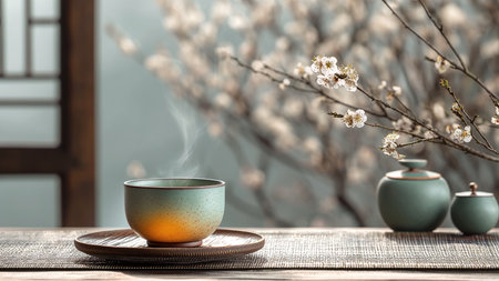 Zen-inspired tea atmosphere generative AIの素材