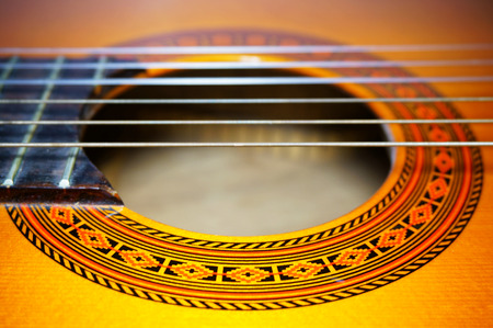 Nylon classic guitar soundhole with beautiful rosetteの写真素材