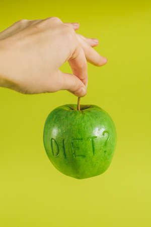 diet apple in handの写真素材