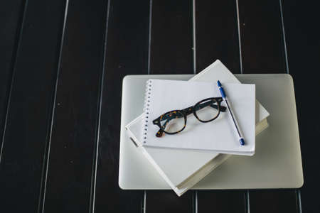 office equipment on a tableの写真素材