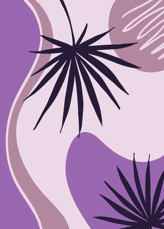 Abstract background. Hand drawing scribbles of various shapes, leaves, spots. Modern contemporary trendy vector illustration. Each background is isolated.のイラスト素材
