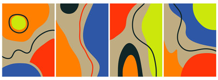 Modern abstract cover set, minimal cover design. Colorful geometric background, vector illustration.のイラスト素材