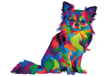 colorful chihuahua dog head with cool isolated pop art style backround. WPAP style