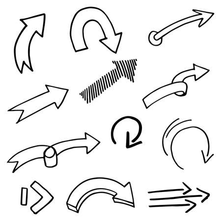 set of hand drawn arrows .Vector doodle design elements. Illustration on white background.for business infographic, banner, web and concept design.のイラスト素材