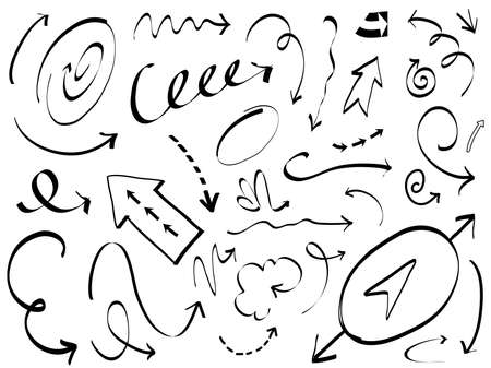 set of hand drawn arrows .Vector doodle design elements. Illustration on white background.for business infographic, banner, web and concept design.のイラスト素材