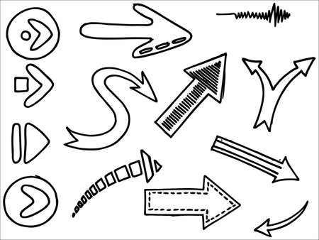 set of hand drawn arrows .Vector doodle design elements. Illustration on white background.for business infographic, banner, web and concept design.のイラスト素材