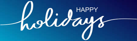 Happy holidays phrase. Modern pen vector calligraphy. Greeting holiday card, Christmas and New Year phrase. Ink illustration isolated on white. Hand lettering inscription to winter holiday designのイラスト素材