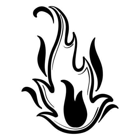 Hand drawn fire icons. Fire Flames Icons Vector Set. Hand Drawn Doodle Sketch Fire, Black and White Drawing. Simple fire symbol.のイラスト素材