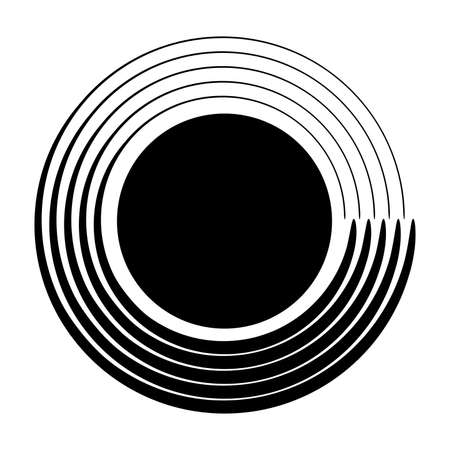 Hand drawn Circle Shape. Spiral Vector Illustration. Design elements. Abstract geometric shapes. Striped border frames for picturesのイラスト素材