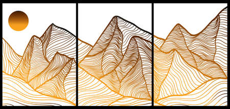 Japanese background with line wave pattern vector. Abstract template with geometric pattern. Mountain layout design in oriental style.のイラスト素材