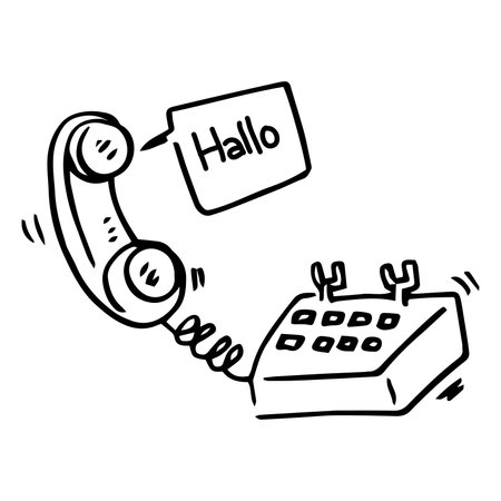 old telephone hand drawing. vector illustrationのイラスト素材