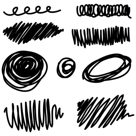 doodle sketchy pen and scrible isolated on white background .vector illustrationのイラスト素材